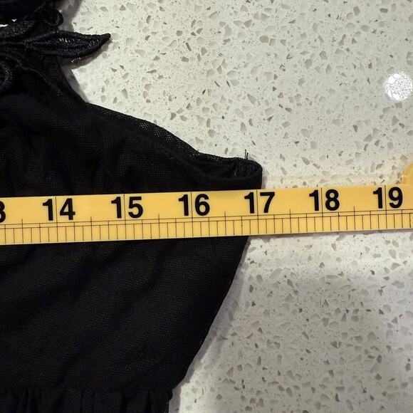 H&M Black Chiffon Tiered Tank Dress Floral Lace Large Whimsigoth Witchy - Picture 6 of 7